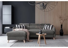 Divano letto angolare in velluto grigio scuro (angolo sinistro) Sweet Harmony - Miuform