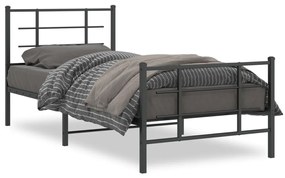 Giroletto Con Testiera E Pediera Metallo Nero 90x190 Cm /