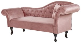 Chaise longue per lato destro in velluto rosa LATTES Beliani