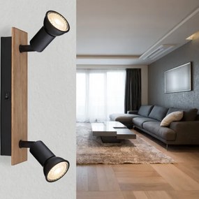 Globo 57998-2W - Luce Spot DREW 2xGU10/35W/230V legno/nero