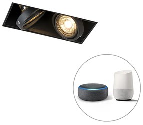 Faretto da incasso intelligente nero con 2 GU10 WiFi senza cornice - Oneon 2