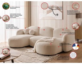 Divano angolare marrone chiaro (a U) con rivestimento in bouclé Orbit – Ropez