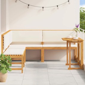 Set da pranzo in giardino da 4 pezzi con cuscini in legno di acacia