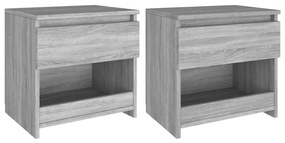 Comodini Rovere Grigio 2pz 40x30x39 Cm Legno Ingegnerizzato /