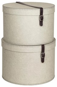 Scatole in set con coperchio beige in cartone 2 pz ø 37,5x25 cm Rut Canvas Paper Laminate – Bigso
