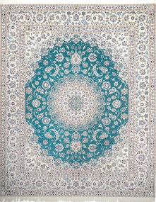 Nain Tappeto 260x310 Verde (Iran) Annodato A Mano