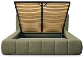 Letto matrimoniale imbottito verde contenitore e rete inclusi 180x200 cm Denali - Bobochic Paris