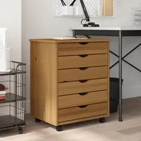 Armadietto Rotante con Cassetti MOSS Miele Legno Massello Pino 355891