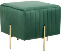 Pouf in velluto verde con gambe in metallo dorato 45 x 45 cm camera da letto soggiorno elegante