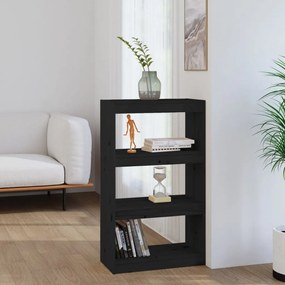 Libreria/divisorio nero 60x30x103,5cm in legno massello di pino