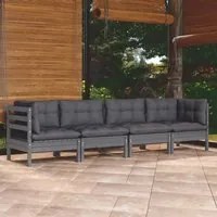 Set Divani da Giardino 4 pz con Cuscini Legno Massello di Pino cod mxl 42378