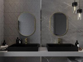 Mexen Loft specchio da bagno ovale 70 x 50 cm, cornice dorata - 9851-070-050-000-50
