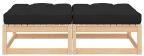 Poggiapiedi da giardino con cuscini 2 pz legno massello di pino