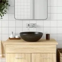 Lavabo da Appoggio Nero Rotondo 41x14 cm Ceramica 155058