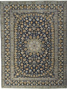 Kashan Tappeto 390 x 300 Blu (Iran) Annodato A Mano