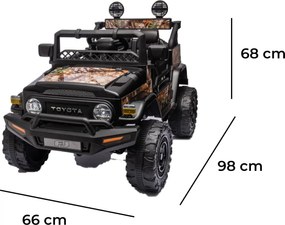 Macchina Elettrica per Bambini Fuoristrada Toyota Fj Cruiser 12V Telecomando Ruote in Gomma e Sedile in Pelle Nero e Mimetico...
