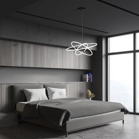 Lampadario Moderno Revolve Acciaio Bianco Policarbonato Nero Led 59,81W 3000K