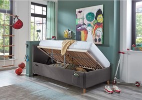 Letto da bambini color antracite imbottito con contenitore con rete inclusa 90x200 cm Cool – Meise Möbel