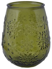 Vaso in vetro verde con motivo natalizio Copos de Nieve - Ego Dekor
