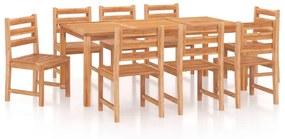 Set da pranzo per giardino 9 pz in legno massello di teak