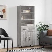 Credenza Grigio Sonoma 69,5x34x180 cm in Legno Multistrato 3200543