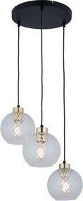 Lampadario LED a sospensione su cavo DEVON 3xE27/15W/230V nero/trasparente