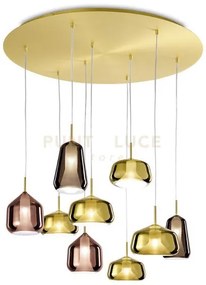 X-ray sospensione rettangolare 9 luci vetri 2 bronzo, 2 rame, 5 oro...