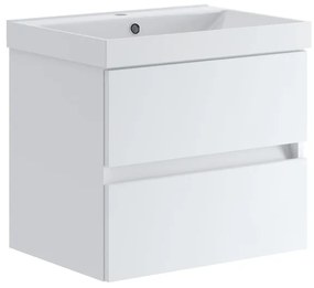 Mobile sottolavabo e lavabo Kora per vasca centrale laccato opaco bianco L 59.5 x H 50 x P 45.5 cm 2 cassetti