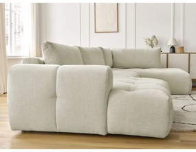 Divano angolare beige allungabile e con contenitore (penisola a destra/a U) Fuji – Bobochic Paris