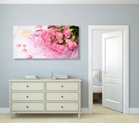 Stampa su tela – Bouquet di rose rosa romantiche