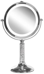 Specchio da tavolo LED argento ø 18 cm BAIXAS Beliani