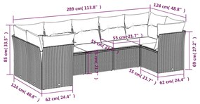 Set divani da giardino 7 pz con cuscini marrone in polyrattan