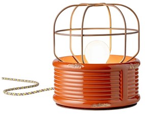 Lumetto Industrial Ferro E Ceramica Vintage Arancio 1 Luce E27