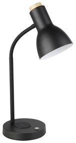 Lampada Da Tavolo Minimal Veradal-Qi Acciaio Nero Luce Led Integrato 5,5W