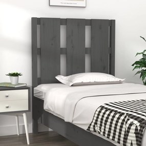 Testiera Letto Grigia 80,5x4x100 Cm İn Legno Massello Di Pino /