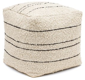 Kave Home - Pouf Micol di lana beige e righe nere 40 x 40 cm