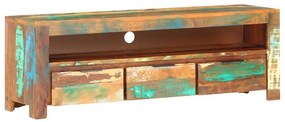 Mobile Porta Tv 119x30x41 Cm İn Legno Massello Di Recupero /
