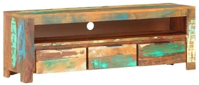 Mobile Porta Tv 119x30x41 Cm İn Legno Massello Di Recupero /