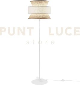 Piantana gazebo in rattan naturale e tessuto beige 1 luce attacco e...