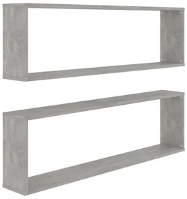 Mensole a cubo 2 pz grigio cemento 100x15x30 cm in truciolato