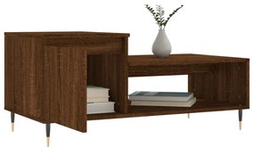 Tavolino da salotto rovere marrone100x50x45cm legno multistrato