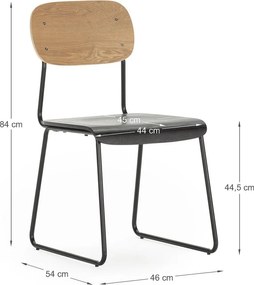 Set di sedie da pranzo in frassino decorato in nero e naturale 2 pz Aira - Marckeric