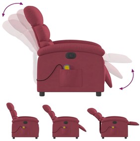 Poltrona Massaggiante Reclinabile Elettrica Rosso Vino Tessuto