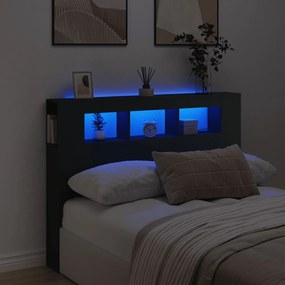 Testiera Led Nera 140x18,5x103,5 Cm Legno Multistrato /