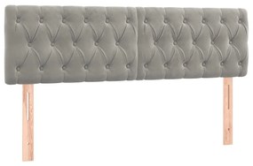 Testiera a led grigio chiaro 144x7x78/88 cm in velluto