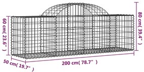 Cesti Gabbioni ad Arco 13 pz 200x50x60/80 cm Ferro Zincato