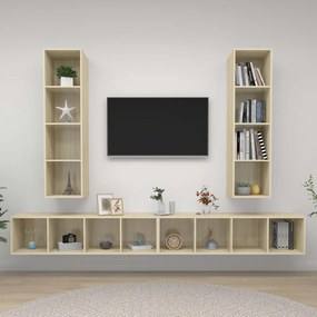Mobile tv a parete 4 pz rovere sonoma in truciolato