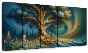 Quadri 5 pezzi – Albero della vita nel vortice dell’energia
