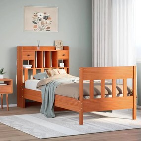 Letto Senza Materasso Marrone Cera 75x190 Cm İn Legno Di Pino /