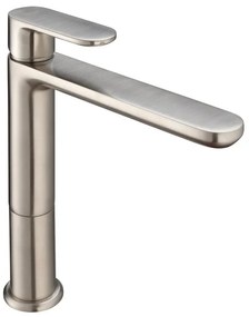Rubinetto per lavabo a canna media PLANO nichel satinato HUBER H 22.1 cm